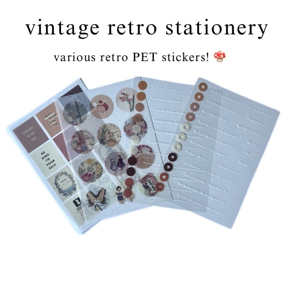 🏷️various retro, vintage, antique, floral, cottagecore PET stickersheet - Picture 1 of 13